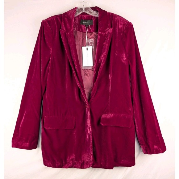 Endless Rose Jackets & Blazers - Endless Rose Velvet Jacket Womens Large Fushia Blazer Single Button Pockets NWT